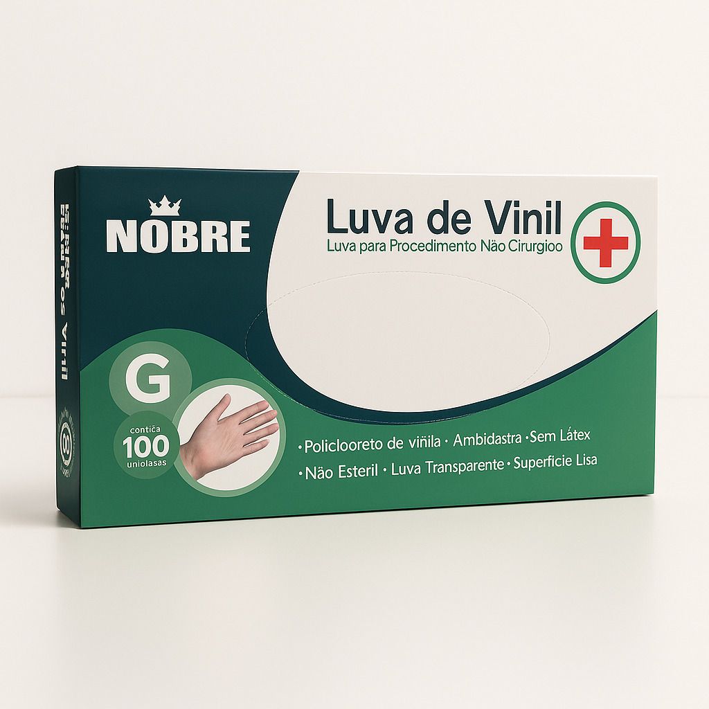 Luva vinil sem pó g cx 100 proced nao cirurgico ca 41265 nobre