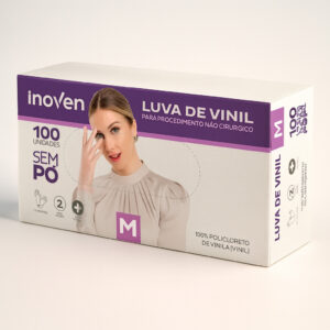 Luva vinil sem pó m uso medico anvisa cx 100 inoven