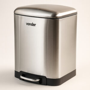 Lixeira inox retangular com pedal 12l vonder