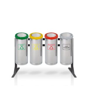 Lixeira coleta seletiva 4 cores inox tampa meia esfera 1082pi/4 50l ap