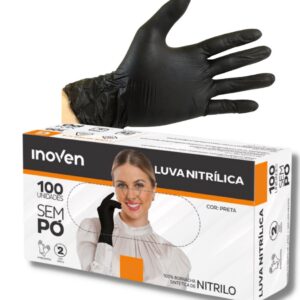Luva nitrilica sem pó preta g 100 un inoven