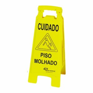PLACA SINAL PISO MOLHADO BRALIMPIA